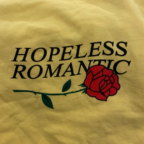 “HOPELESS ROMANTIC” Short Sleeved T-Shirt | YEMOCILE | Medium | Yellow - Picture 4 of 4